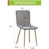 FurnitureR Dining Chairs Set of 4, Fabric Cushion Side Chairs Mid-Back with PU Back and Oak Metal Legs for Kitchen, Dining Room, Grey/Black - 4 of 4
