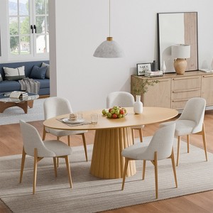 Spassway 67"L*33.5"W Oval Oak Wood Dining Table with Pedestal Modern Kitchen Table with Solid Wood Leg for Seats 6 - 1 of 4