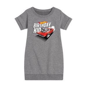 - Hot Wheels - Birthday Kid Graphic Short Sleeve Fleece Dress - 1 of 3