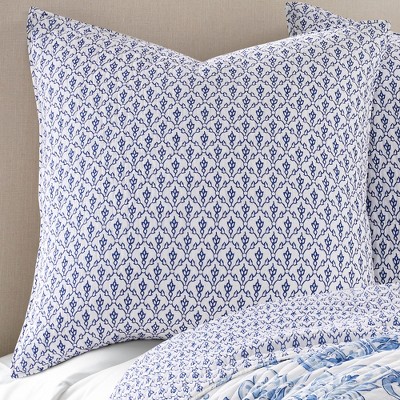 Bennett Blue and White Cotton Euro Sham Set