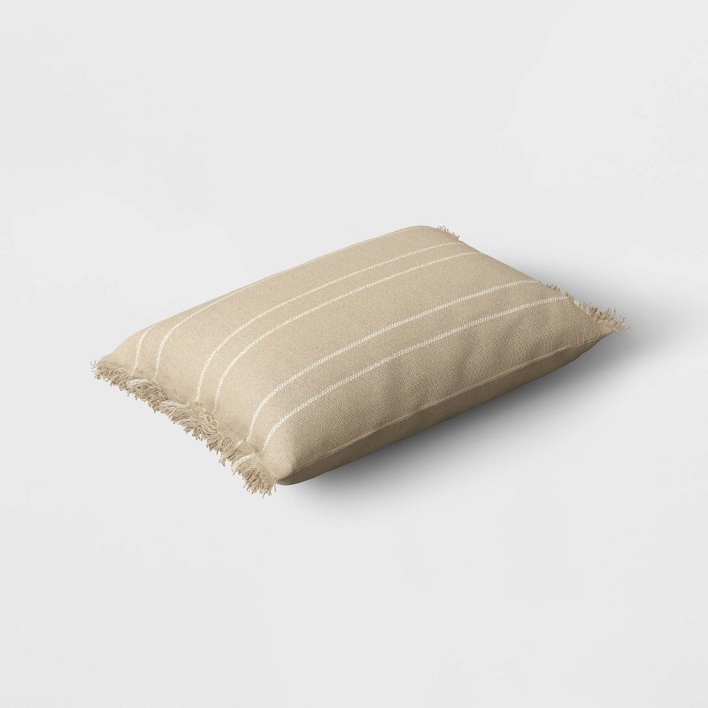 Textured Linen Striped Throw Pillow Neutral - Threshold™, 3 of 11