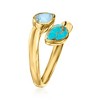 Ross-Simons Turquoise and .40 Carat Sky Blue Topaz Bypass Ring in 18kt Gold Over Sterling - 3 of 4