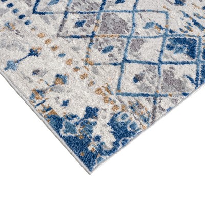 Hannah Moroccan Blue and Cream 5' x 7' Area Rug