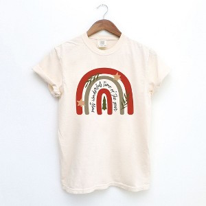 Simply Sage Market Women's Boho Most Wonderful Time Rainbow Short Sleeve Garment Dyed Tee - 1 of 4