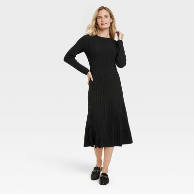 Women's Long Sleeve Midi Ribbed Sweater Dress - A New Day™ : Target