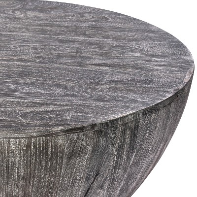 Arthur 36" Sandblasted Black Mango Wood Round Coffee Table