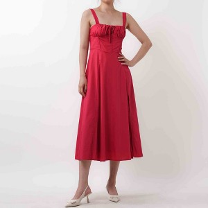 Women's Elegant Pleated Midi Dress - Sleeveless Slim Fit Cocktail Dress with Lining Cherie Code - 1 of 4