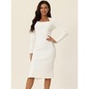 Seta T Women's Square Neck Long Sleeve Slim Fit Ribbed Knit Bodycon Midi Sweater Dress - 2 of 4