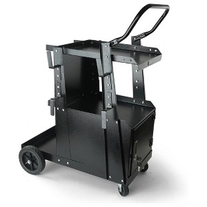 Vevor 2 Tier Welding Cart with Anti Theft Lockable Storage Cabinet and Swivel Wheels for Automotive and Plasma Cutting Equipment, Black - 1 of 4