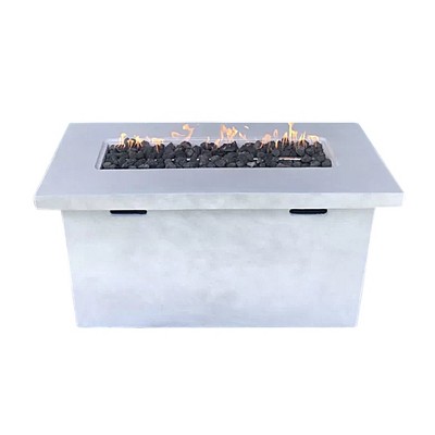 Mondawe White 25" H x 42" W Fiber Reinforced Concrete Propane Outdoor Multifunctional Fire Pit Table