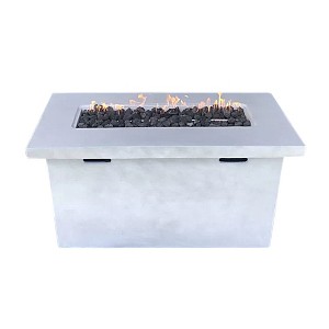 Mondawe White 25" H x 42" W Fiber Reinforced Concrete Propane Outdoor Multifunctional Fire Pit Table - 1 of 4