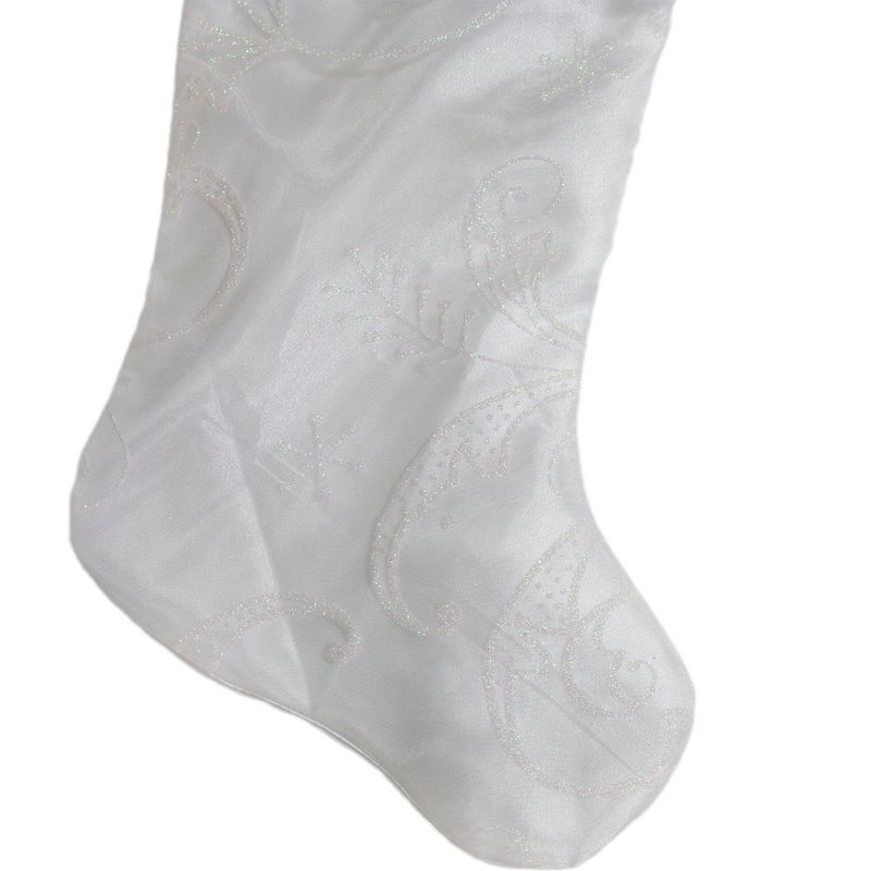 Northlight 20.5-Inch White Glitter Sheer Organza With a Faux Fur Cuff Christmas Stocking, 3 of 4