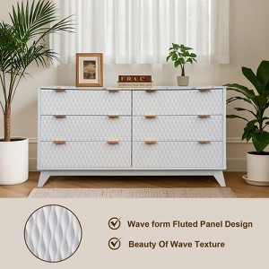 Bedroom Chest of Dresser Wood, 54" Drip Pattern Six-Drawer Chest - 1 of 4