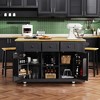 Ridstar 53 in. W Large Kitchen Island with 2 Bar Stools, 5 Open Side Racks & 3 Drawers For Kitchen-Black - 4 of 4