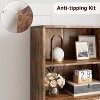 Garvee Farmhouse Bookcase with Doors 11.8in Deep Display Storage 23.6W x 71.4H Inches L-Shape Engineered Wood, Brown - 4 of 4