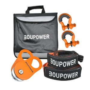 TruAIR Off-Road Winch Recovery Kit  Tow Rope-  with Tree Saver & Snatch Block for Trucks/Jeeps - 1 of 4