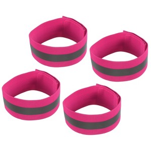 Unique Bargains Reflective Bands for Arm Wrist Ankle Leg 14x1.5 Inch Strip Wide Green 4 Pack - 1 of 4