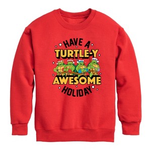 Boys' - Teenage Mutant Ninja Turtles - Turtley Awesome Group Graphic Long Sleeve Fleece Sweatshirt - 1 of 4