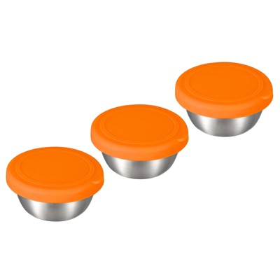 Unique Bargains Stainless Steel Lunch Box Condiment Containers with Lids 3 Pcs