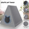 SEVOBAL Pet Crates and Houses Triangular Weatherproof Cat Shelter, Cozy Outdoor Indoor House with Escape Door, Gray, 23.82"*25.59"*25.67" - 4 of 4