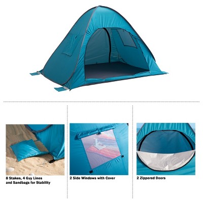Blue 2-Person Pop-Up Beach Tent with Carry Bag