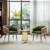 ARTPLAN Mid Century Modern Dining Chair Set of 2,Faux Leather Uphoolsted Accent Arm Chair,Walnut with Beech Feet for Dining Room/Home Office - 2 of 4