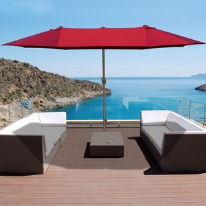 PAGED 15FT Rectangle Patio Umbrella Double Sided Outdoor Market Umbrella with Crank, Base and 12 Ribs for Garden, Poolside - 1 of 4