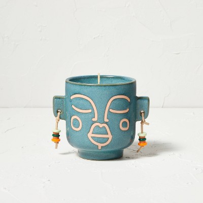 Photo 1 of 10.5oz Eucalyptus and Patchouli Ceramic Face Candle Green - Opalhouse designed with Jungalow