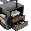EROMMY 360 Degree Swivel Top Adjustable Height Bedside Nightstand End Table with Storage Drawers, Shelves, Lockable Wheels, and Computer Baffle, Black - 4 of 4