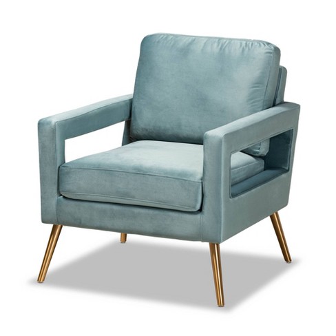 Pale blue velvet deals armchair