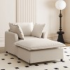 37" Oversized Chenille Chaise Lounge Single Sofa Bed with Wide Seat and Movable Ottoman - 2 of 4