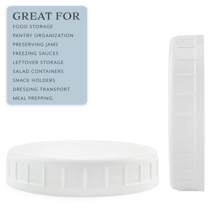 Cornucopia Brands Wide Mouth Plastic Mason Jar Lids; Unlined White Lids, 86-450 Size, Choose Basic or Deluxe, 4 of 9