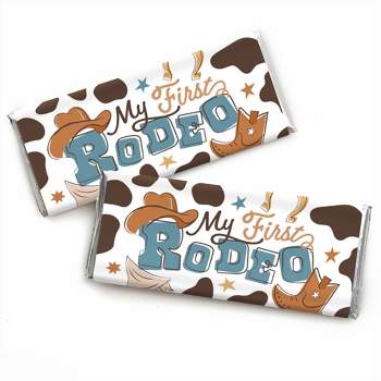 My First Rodeo - Candy Bar Wrapper Little Cowboy 1st Birthday Party Favors - Set of 24