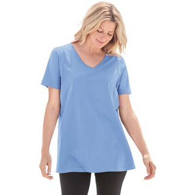 Woman Within Plus Size Perfect Short-Sleeve V-Neck Tee