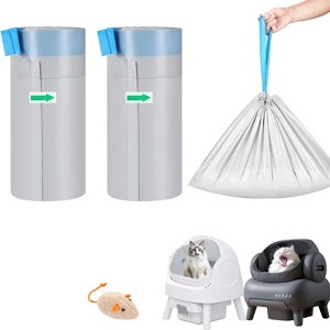 Heavy Duty Cat Litter Box Liners for Open-Top Self-Cleaning Boxes, Leak-Proof Drawstring Waste Bags - 1 of 4
