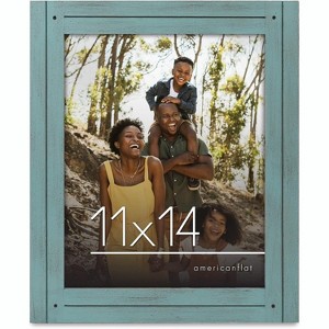 Americanflat 11x14 Rustic Picture Frame in Turquoise Blue with Textured Wood and Polished Glass - Horizontal and Vertical Formats - 1 of 4