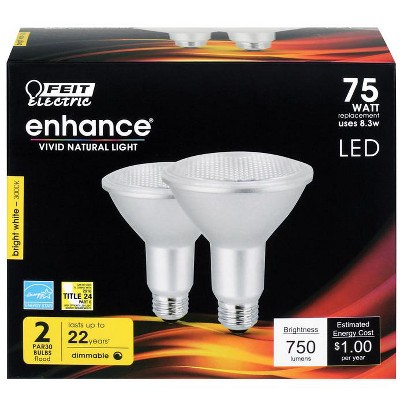 Feit Electric Enhance PAR30 E26 (Medium) LED Bulb Bright White 75 Watt Equivalence 2 pk
