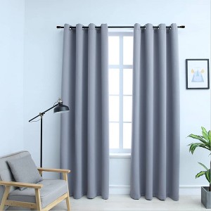 Blackout Curtains with Rings 2 pcs Gray 37"x63" Fabric - 1 of 4