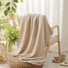 Itopfox 100% Cotton Muslin Blanket, 6-Layer Cooling Soft Throw for Bed & Couch, Breathable Quilt Bedspread, Gauze Bedding for Adults, Oatmeal Beige - 2 of 4