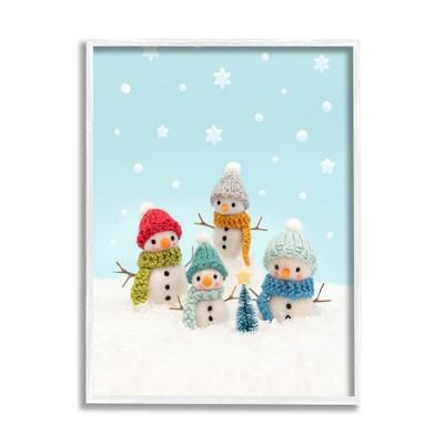 Stupell Industries Winter Snowmen Christmas Tree Framed Giclee Art