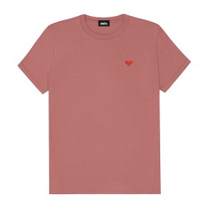Dalix Pixel Heart Embroidered Lightweight Relaxed Jersey Tee Summer Cute Love Womens - 1 of 4