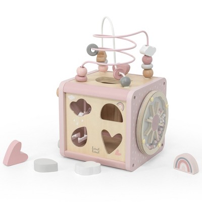 Label Label: 5-in-1 Wooden Activity Cube - Shape Sorter, Baby & Toddlers Ages 1+