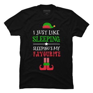 Men's Design By Humans I Just Like Sleeping Funny Christmas Elf By Jeje1982 T-Shirt - 1 of 4