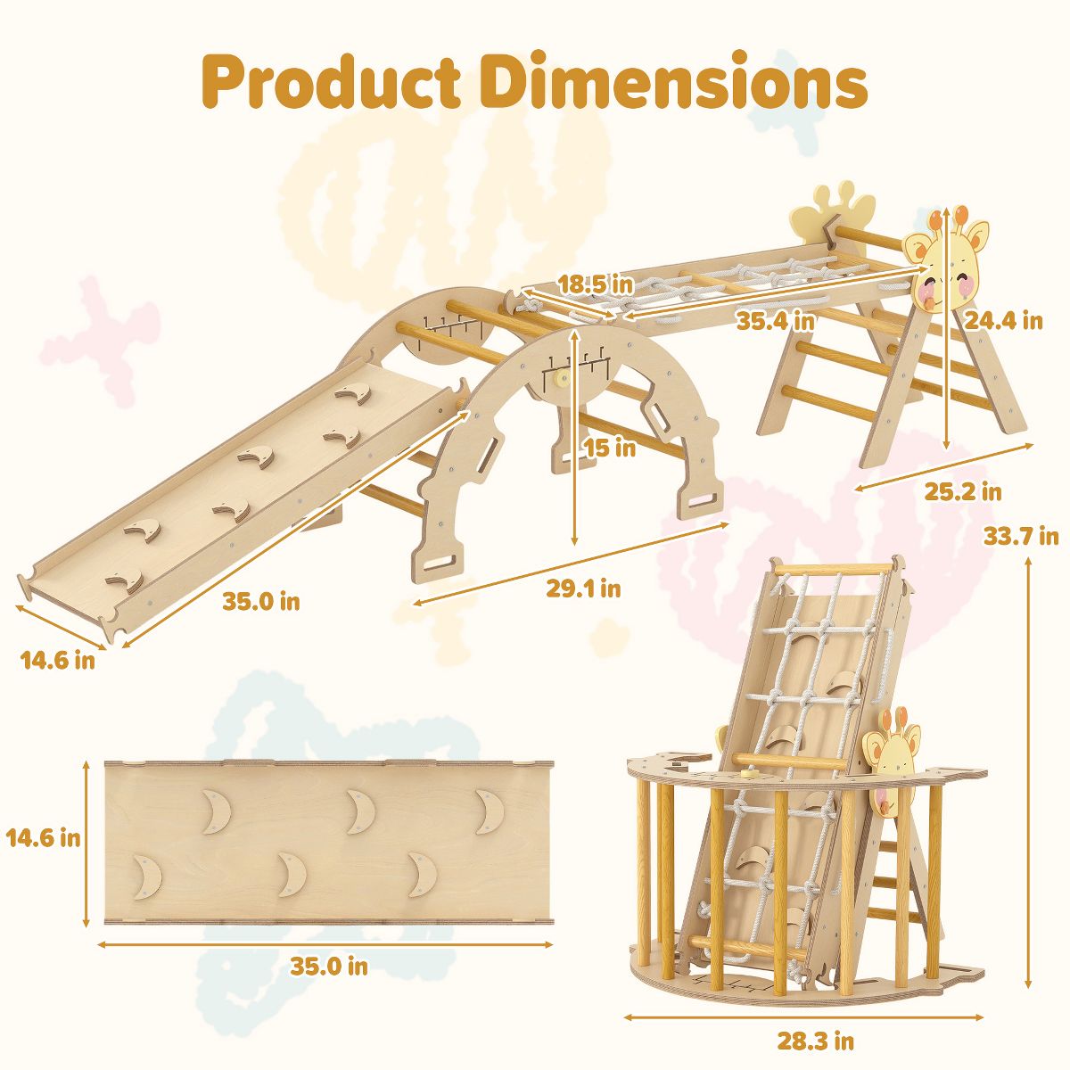 Pikler Triangle Set,7 in 1 Toddler Climbing Triangle Indoor,Foldable Toddler Climbing Toys Indoor 1-3,Pikler Triangle Climbing Toys for 1 Year Old - thumbnail 2