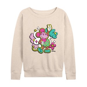 Women's - Disney - Mickey Street Pop Lightweight French Terry Wide Neck Long Sleeve Shirt - 1 of 4