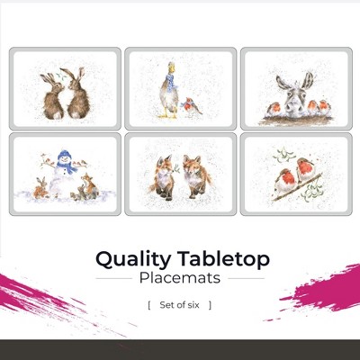 Wrendale Designs Christmas Placemats Set of 6 with Cork Backing