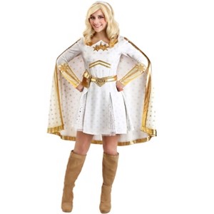 HalloweenCostumes.com Adult Starlight Deluxe Costume | Women's The Boys White and Gold Superhero Uniform Dress,  with Belt and Cape - 1 of 4