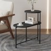 TiramisuBest Small Coffee Table 2 Tier Walnut Brown Wood Tray Storage Shelf Metal Frame Adjustable Legs Living Room End Nightstand - 3 of 4