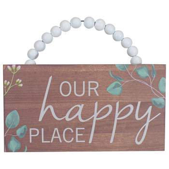 Northlight Beaded Hanger "Our Happy Place" Wall Plaque Art Decor 7.75"