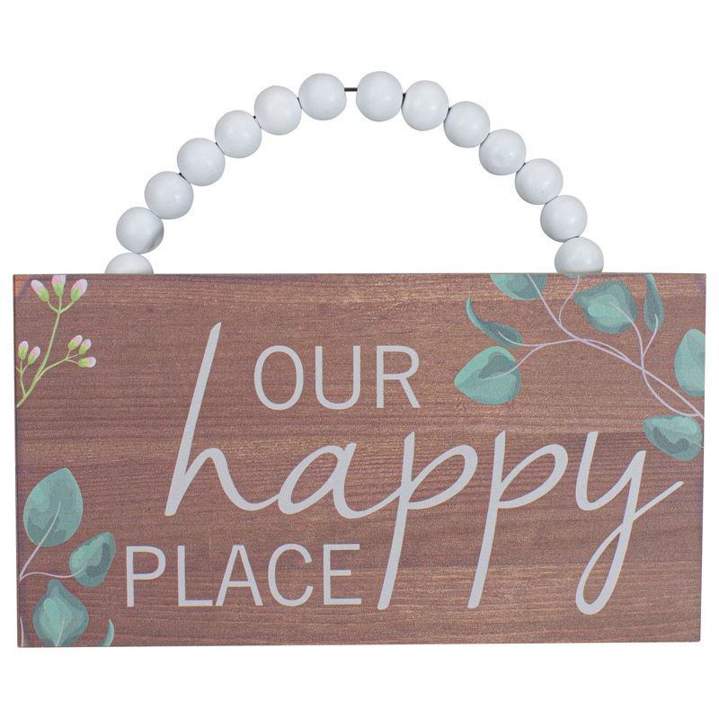 Northlight Beaded Hanger "Our Happy Place" Wall Plaque Art Decor 7.75", 1 of 5